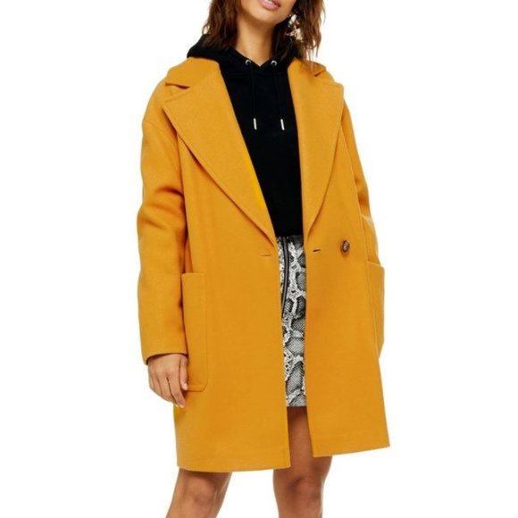 NWT - TOPSHOP Long Yellow Carly Slouch Peacoat (6) - Picture 5 of 16
